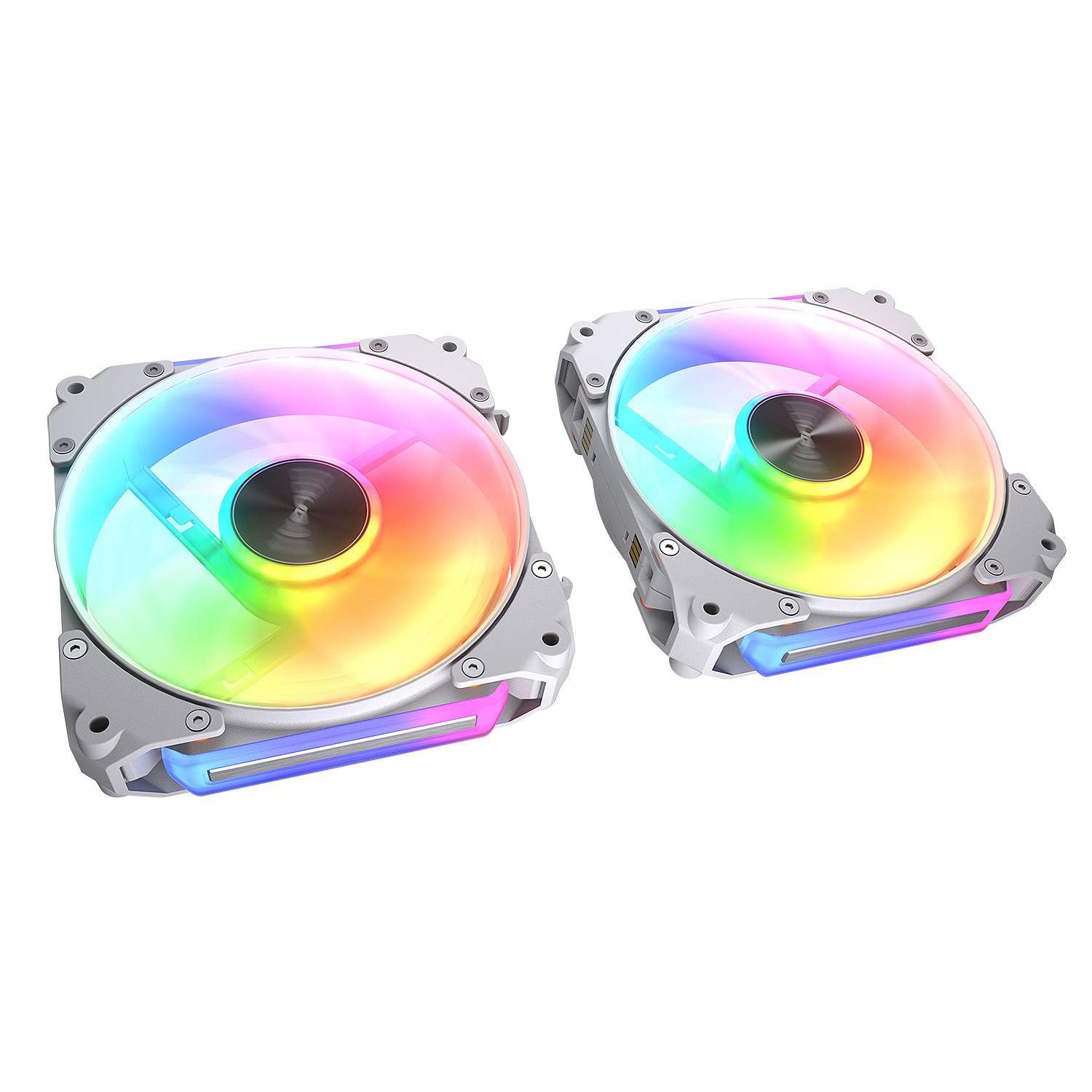 COUGAR GAMING | VENTILADOR GAMING | KIT3APOLAR120RGBWH - Juego de 3 ventiladores de caja para juegos - Blanco - Rodamientos hidrodinámicos y control PWM - Sistema de amortiguación Q-Stop