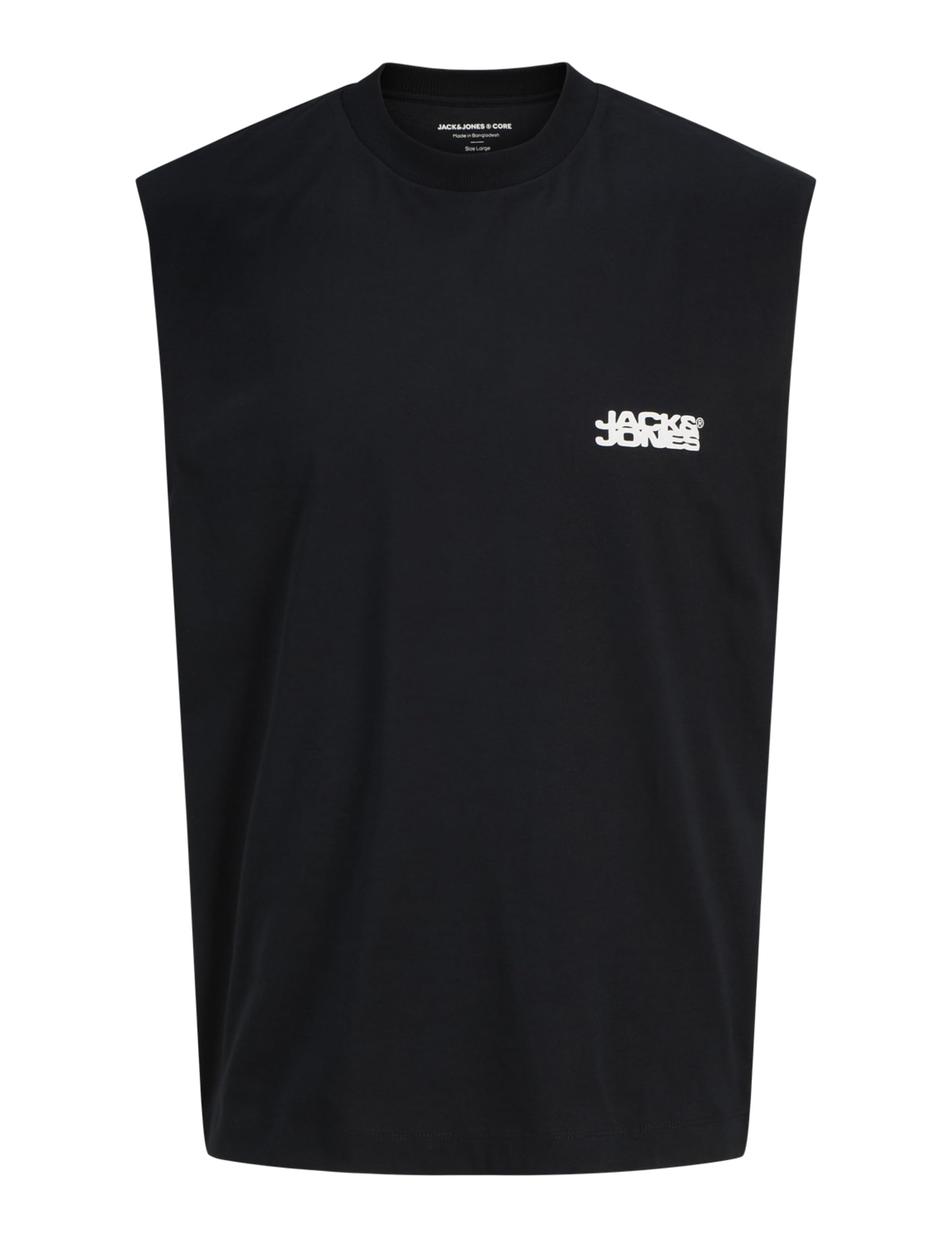 Jack & Jones Men's Black Jcosago Graphic Back Sleeveless Tee, Xl