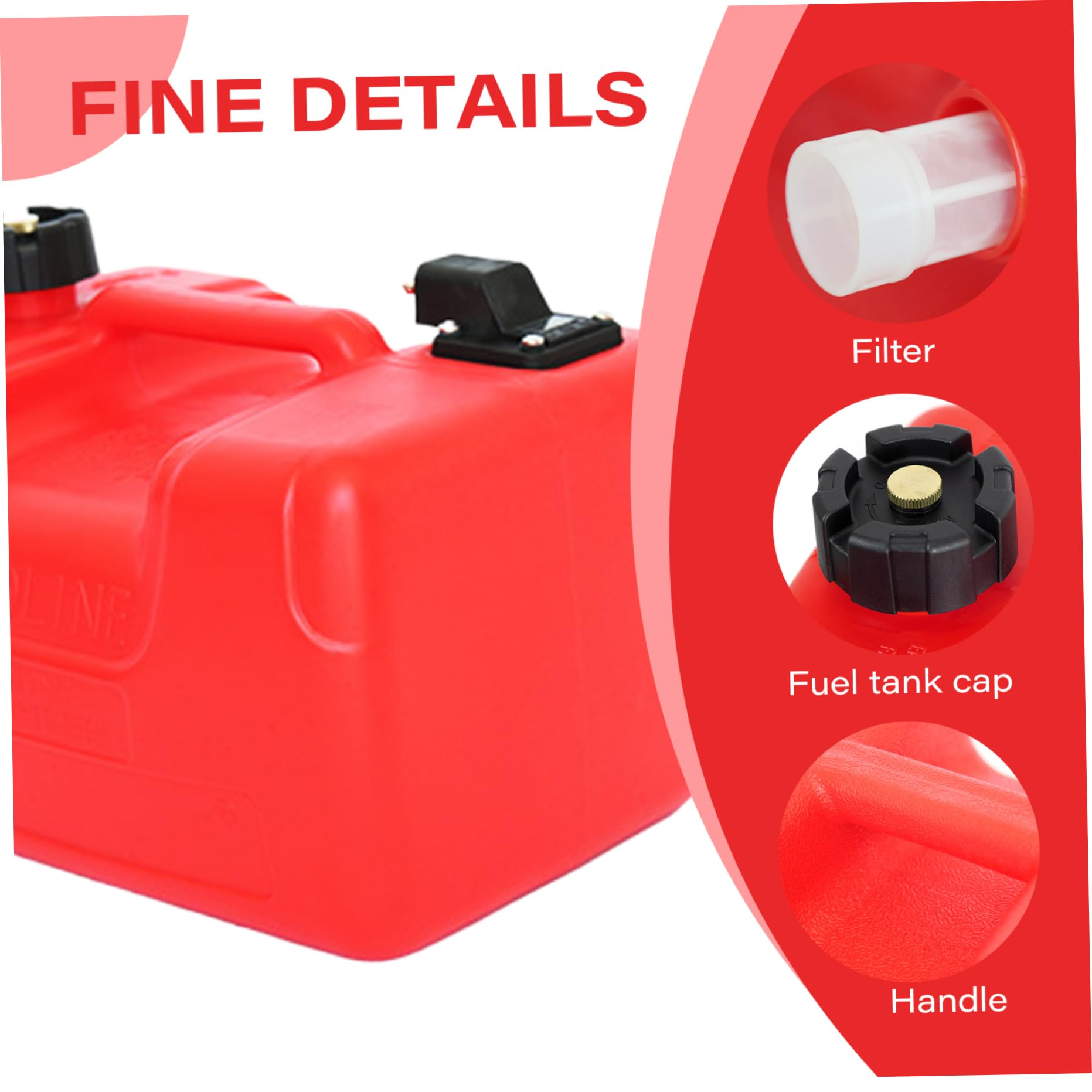 Tanque de combustible de la embarcación, tanque de combustible fuera de borda 12L 3 galones Tanque de combustible Portable de 14x11x10 pulgadas de combustible para botes con conector Tanque de gas ma