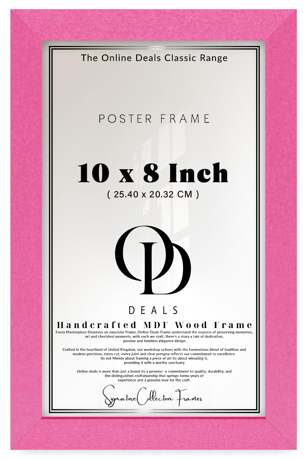 OD Deals | Stylish 10 X 8 Inch Poster Frame — Pink | Vertical And Horizontal Display For Living Room, Office And Gallery (25.40 X 20.32 CM) Slim Border, Easy Wall Mounting, Modern Look