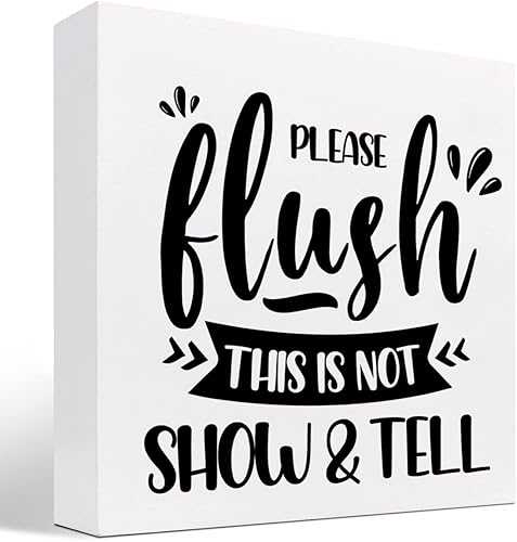 Miniatura 36 de Letrero de madera para baño, letrero de madera rústica, placa de escritorio para el hogar, baño, baño, baño, estante de inodoro, decoración de mesa