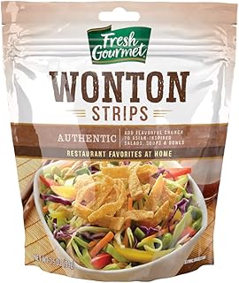 Fresh Gourmet Authentic Wonton Strips | 3.5 Ounce, Pack of 9 | Low Carb | Crunchy Snack and Salad Topper
