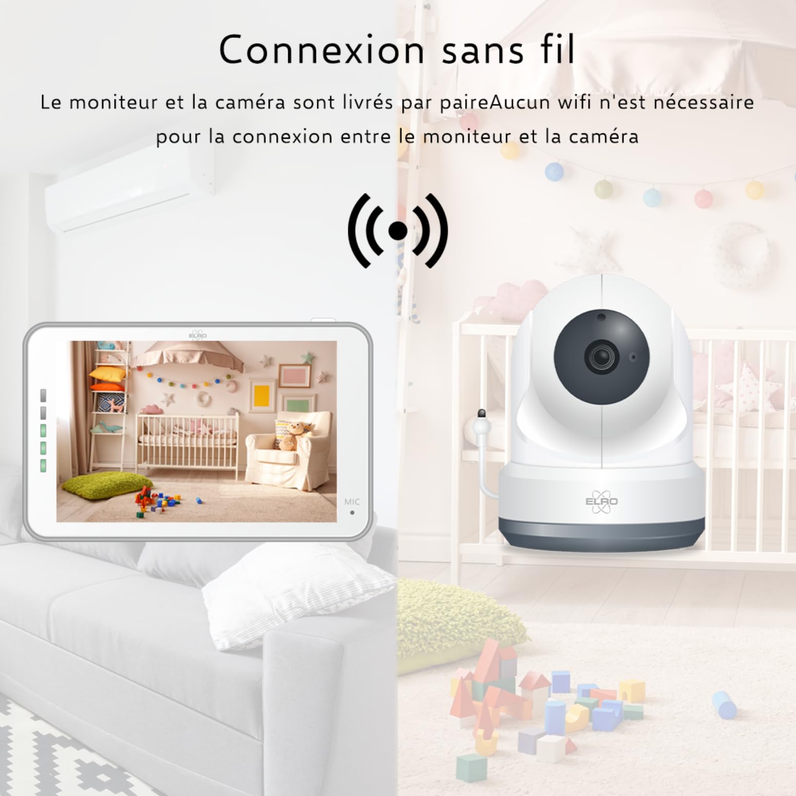 ELRO BC4000 Baby Monitor Royale Full HD Babyphone avec écran tactile 12,7 cm et application