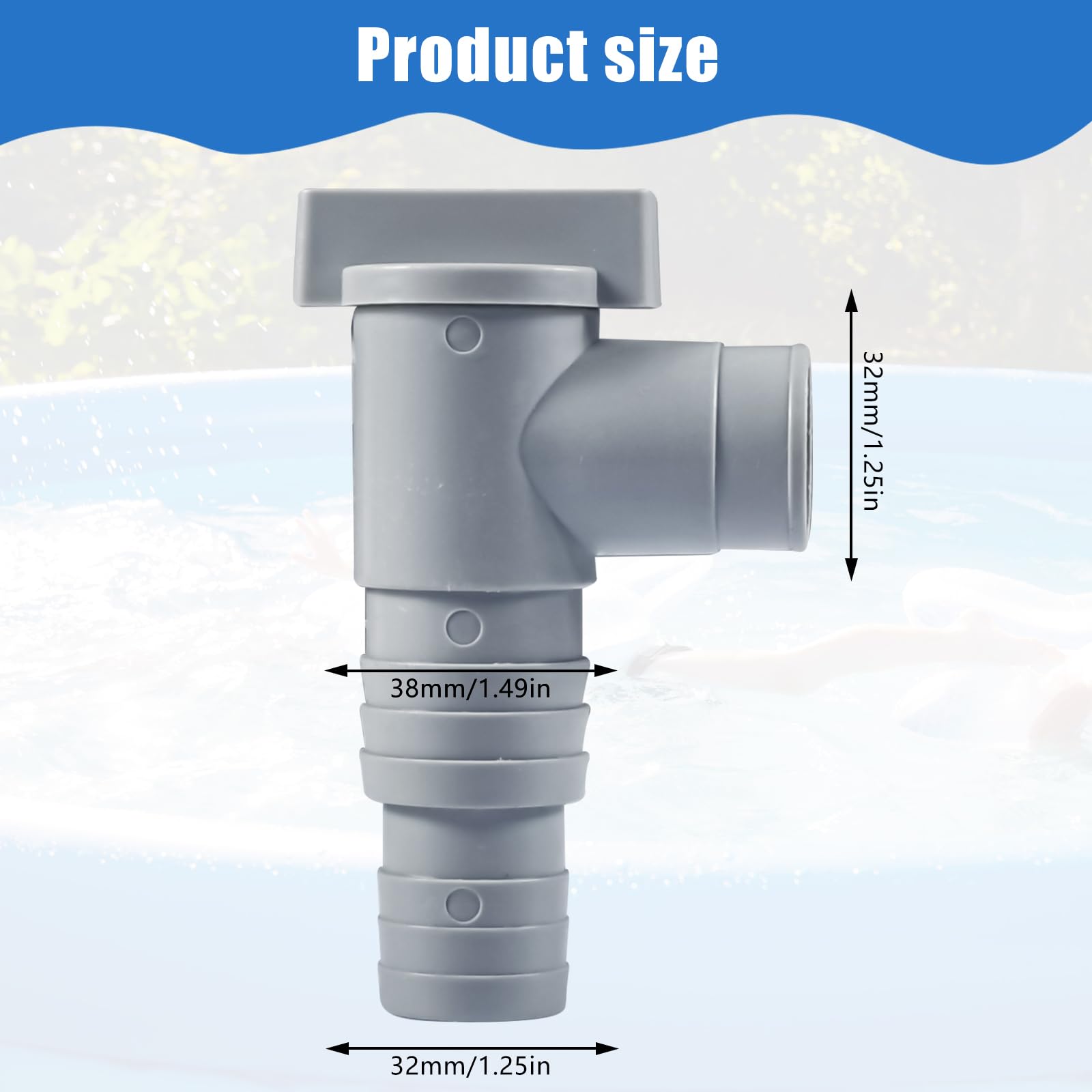 Forhome 2 Válvula de Cierre para Piscinas,Conexión de Manguera de 32 mm, Adaptador Manguera Piscina,Adaptador de Manguera de Piscina, Juego de conexión de Accesorios de Piscina de 32 mm