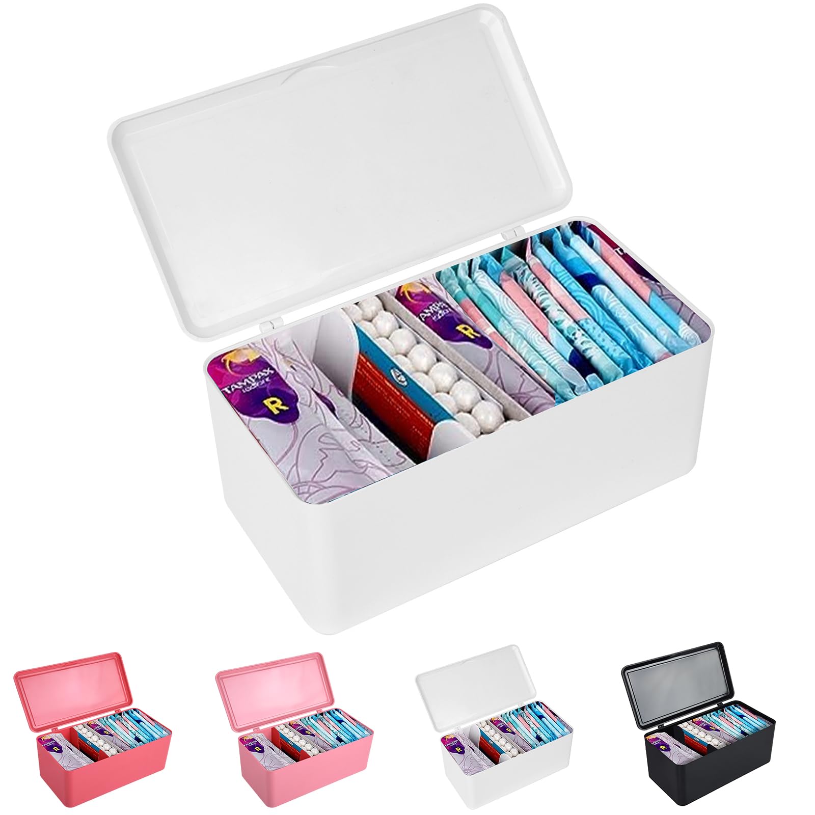 pad and tampon organizer for bathroom,Sanitary Napkin Holder, Pad and Tampon Organizer for Period, Sanitary Napkin Storage Container, White