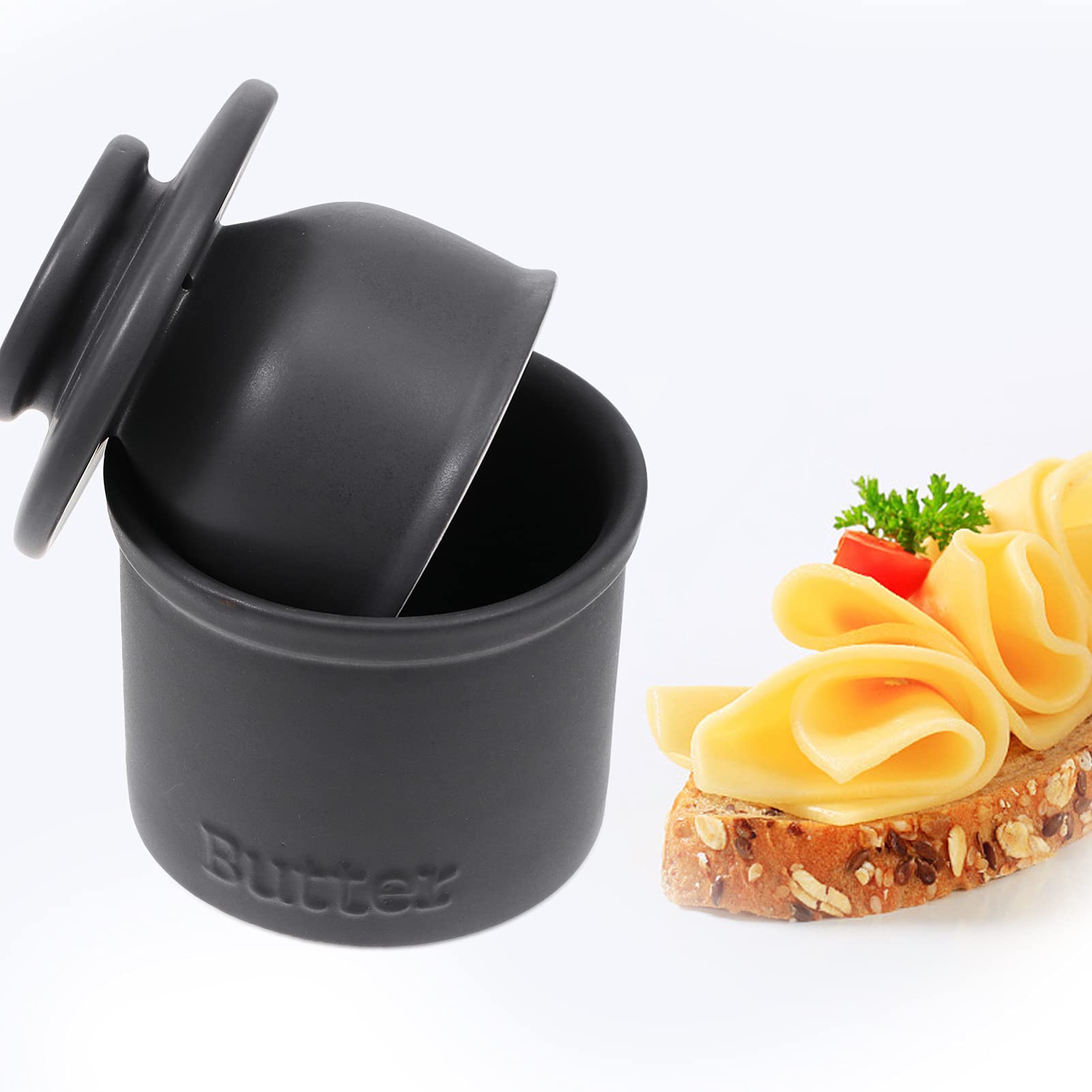 Alipis 1pezzi Porta Burro in Ceramica Barattolo Per Conservazione Cibo Da Cucina Contenitore Ceramico Per Burro e Formaggio