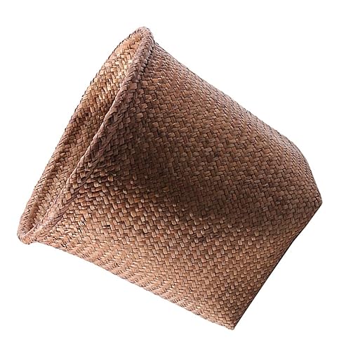 Gadpiparty Cesta de basura de mimbre tejida con pajilla, cesta de basura redonda de ratán, cesta de almacenamiento para artículos diversos,