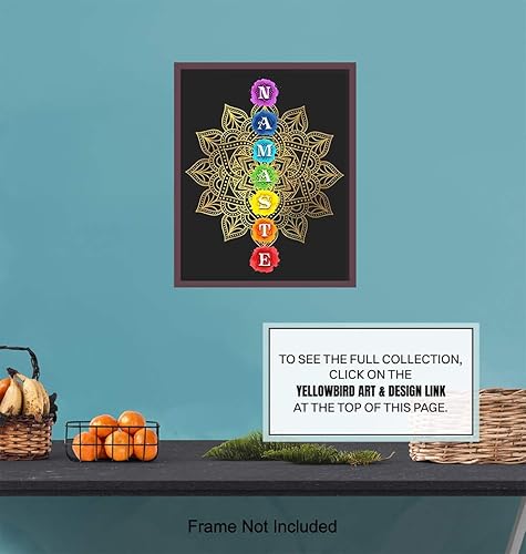 Miniatura 6 de Chakras Namaste Lotus Flower Mandala Wall Decor - Zen Buddhism Art for Spa Room Decor, Bedroom, Bathroom - Meditation Gifts for New Age Women,