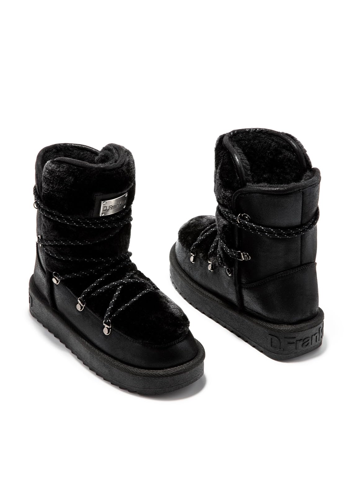 D.Franklin Bottes Australiennes Femme Nordic Trk Fur en Noir - Bottes pour Femme - Mode Casual - Taille (41) - Modèle nordic-trk
