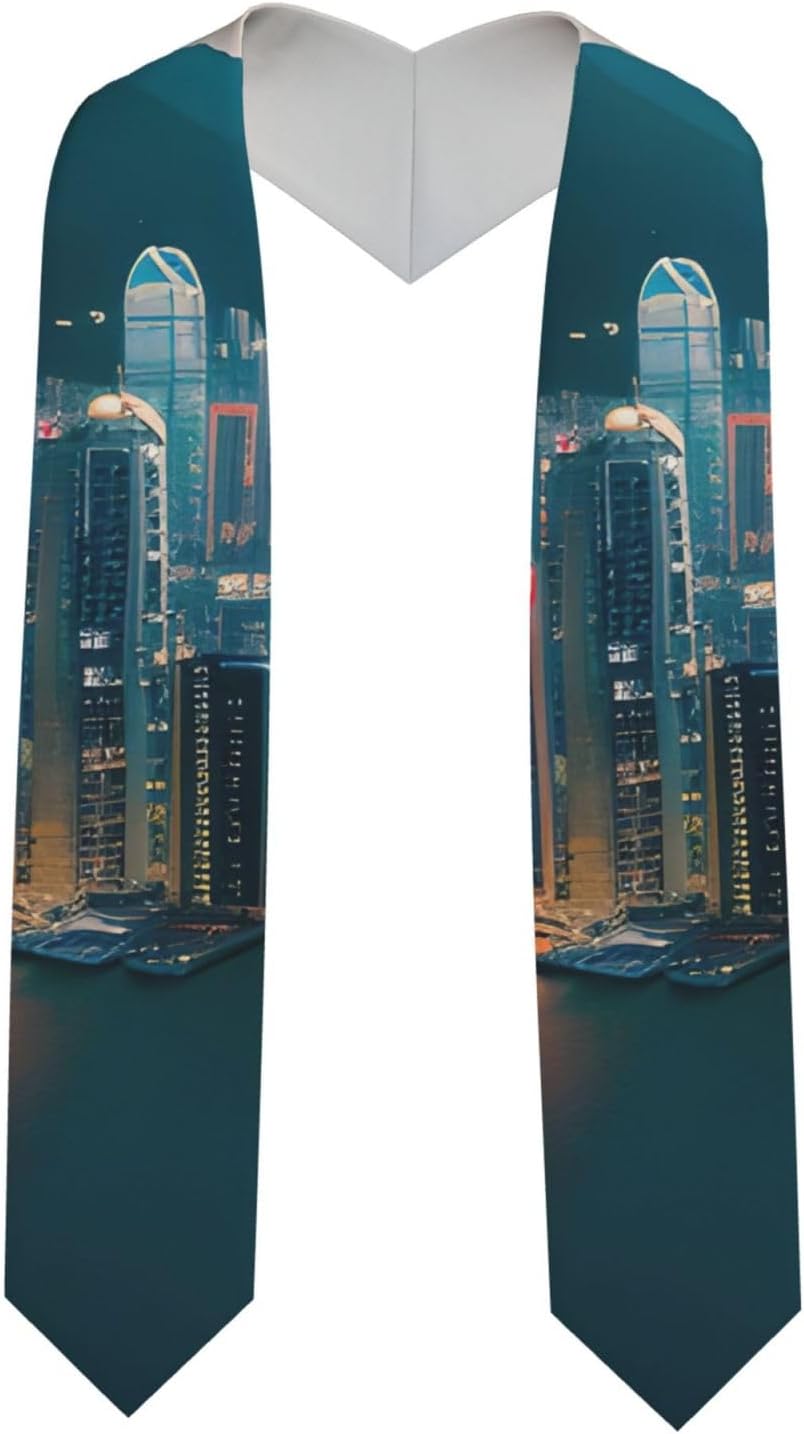 Hong Kong Print Graduation Stoles Graduation shawl Class ribbon sash Honor Commencement Scarf