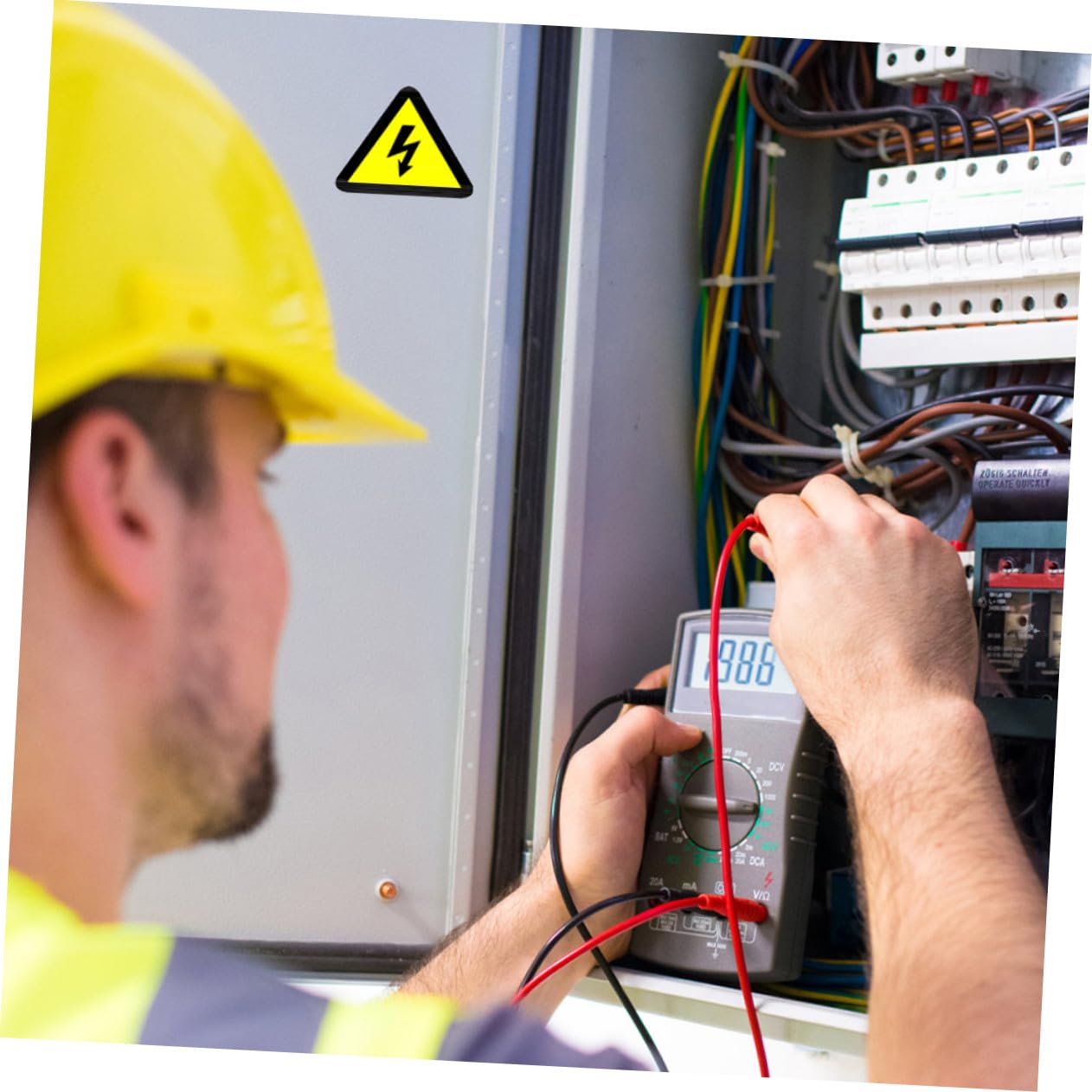 Lot de 15 Autocollants Avertissement Danger Électrique Jaunes de Triangle, Étiquettes Adhésives pour Panneaux Électriques, Adaptées aux Usines et Arrière-cours