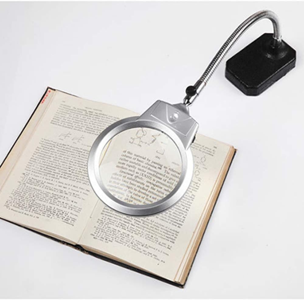 2-in-1 Magnifying Glass LED Lamp - 2.25X 5X Magnifier and Table & Desk Lamp - Bright Light for Reading, Crafts