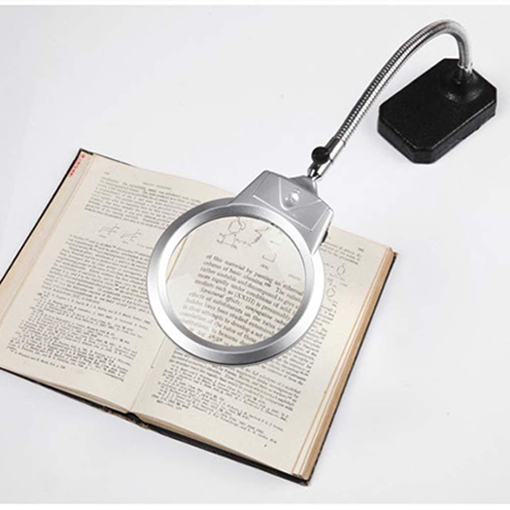 2-in-1 Magnifying Glass LED Lamp - 2.25X 5X Magnifier and Table & Desk Lamp - Bright Light for Reading, Crafts