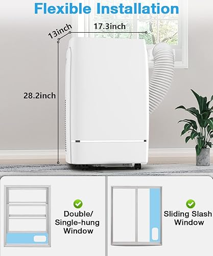 Miniatura 6 de Joy Pebble Aire acondicionado portátil, 12000 BTU para habitaciones de hasta 550 pies cuadrados, deshumidificador y ventilador, CA portátil con 3