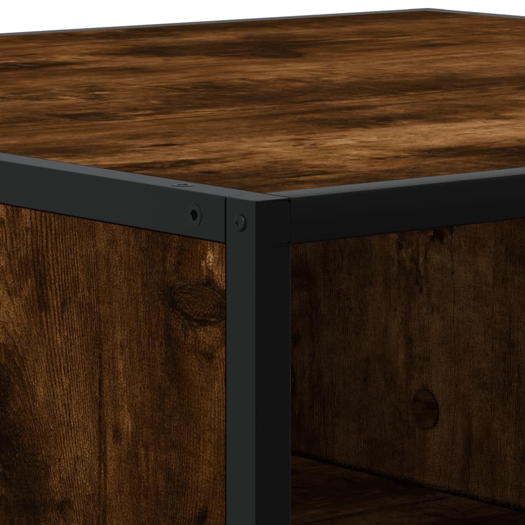 Tavolino Rovere Fumo 100x100x30 cm in Truciolato e Metallo con Ampio Ripiano Portaoggetti, Mobiletto Salvaspazio per Soggiorno, Camera, Ufficio, Design Industriale e Moderno