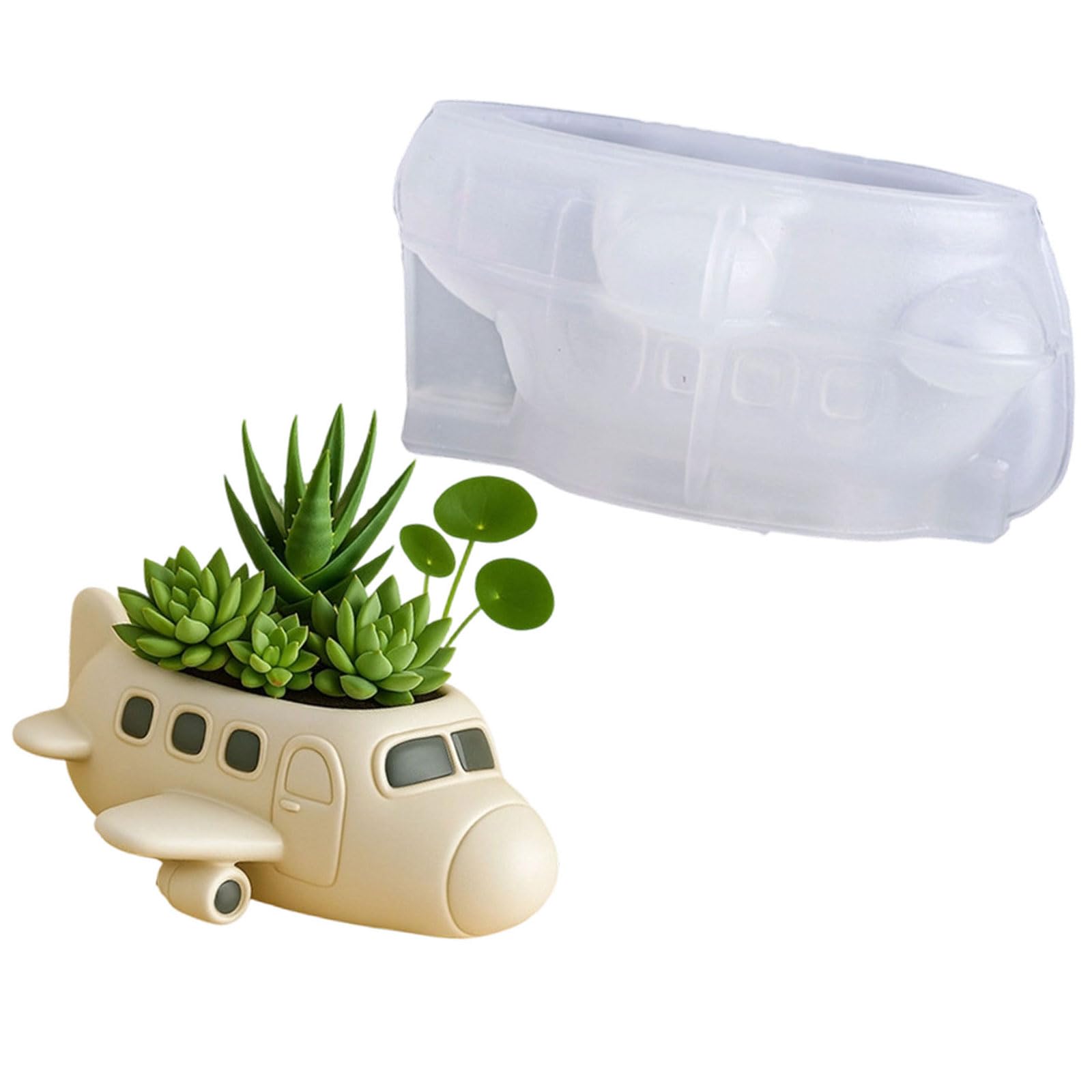 OSNIYAW Aircraft Shape Silicone Cup Molds for Making Container Decorative Planter and Miniature Garden Decoration Concrete Farmer Cast