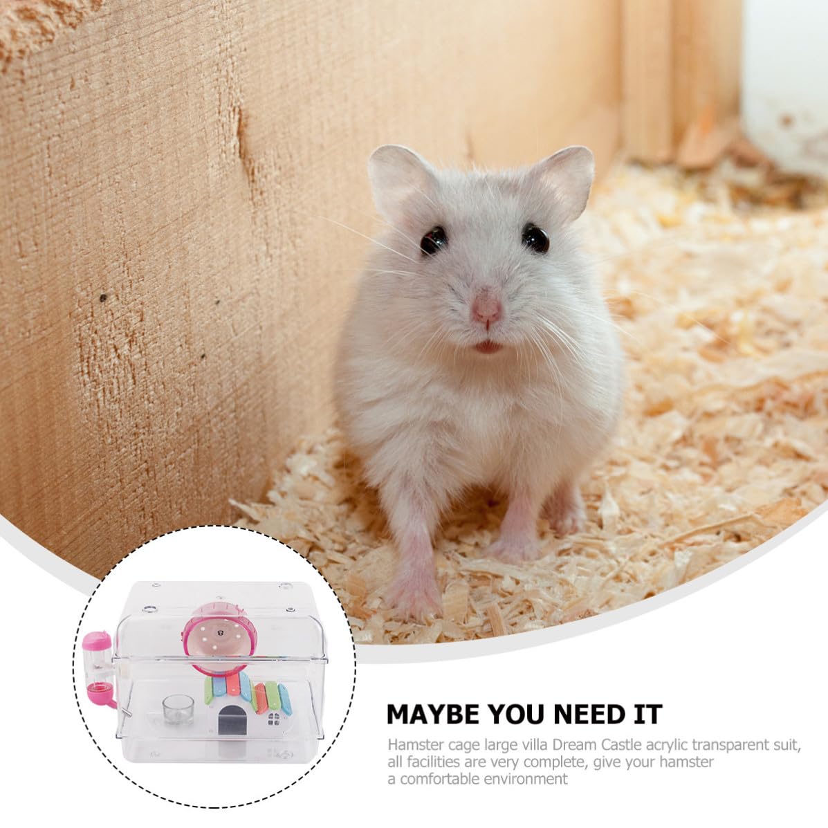 Cage à Hamster avec Roue d'exercice, Villa Acrylique Transparente