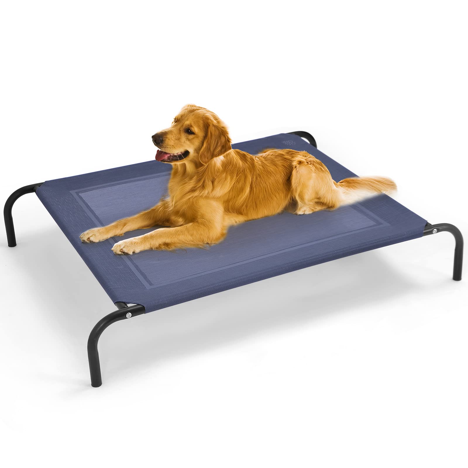 COSTWAY Brandina per Cani, Sdraio per Cani con Struttura Robusta e Tessuto Rinfrescante, Lettino Rialzato per Animali di Media/Grande Taglia da Interno e Esterno (130 x 90 x 20 cm)