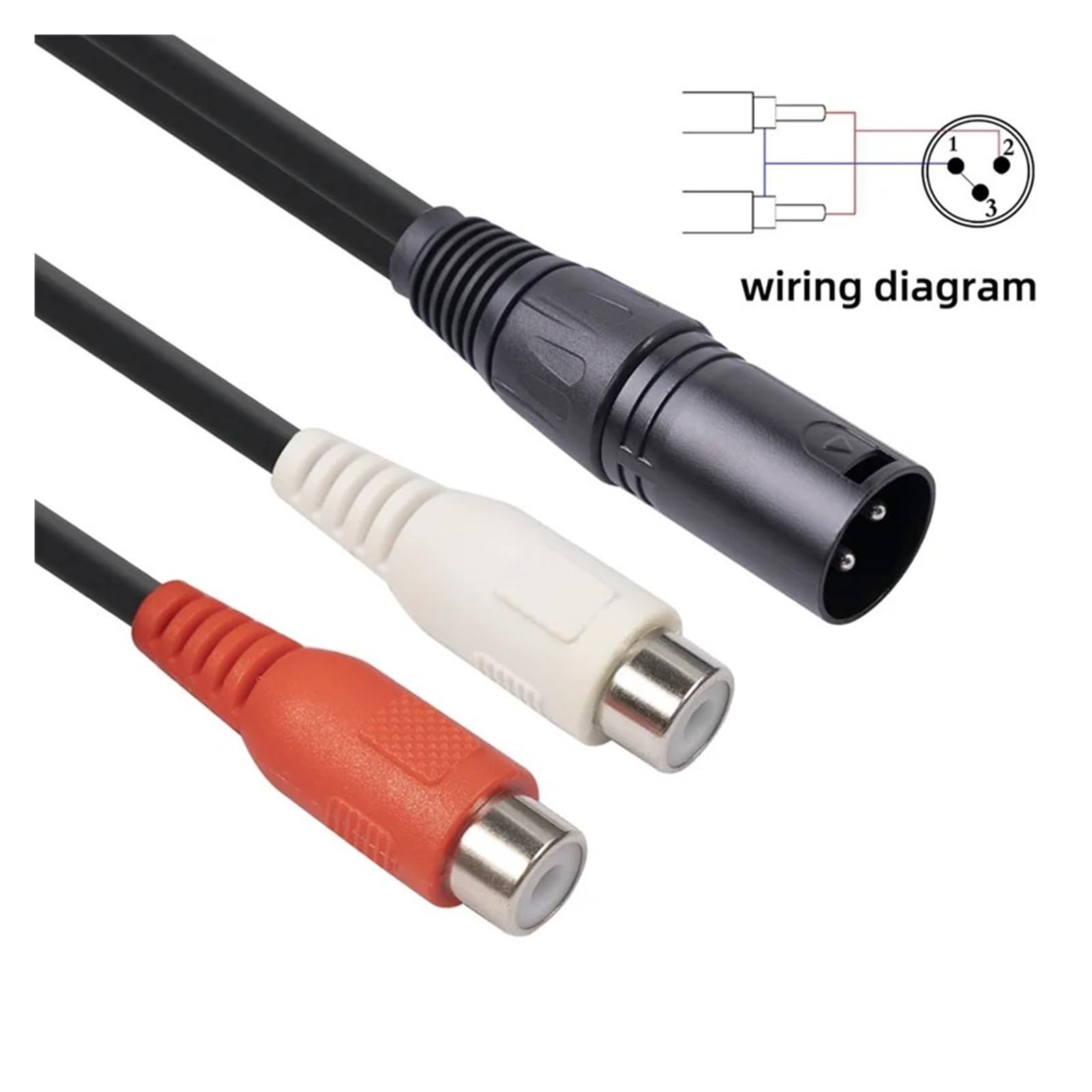 Cable divisor XLR macho a doble RCA hembra en Y, 3 pines, desequilibrado, 20 cm, adaptador corto para sistema de sonido amplificador de mezcla