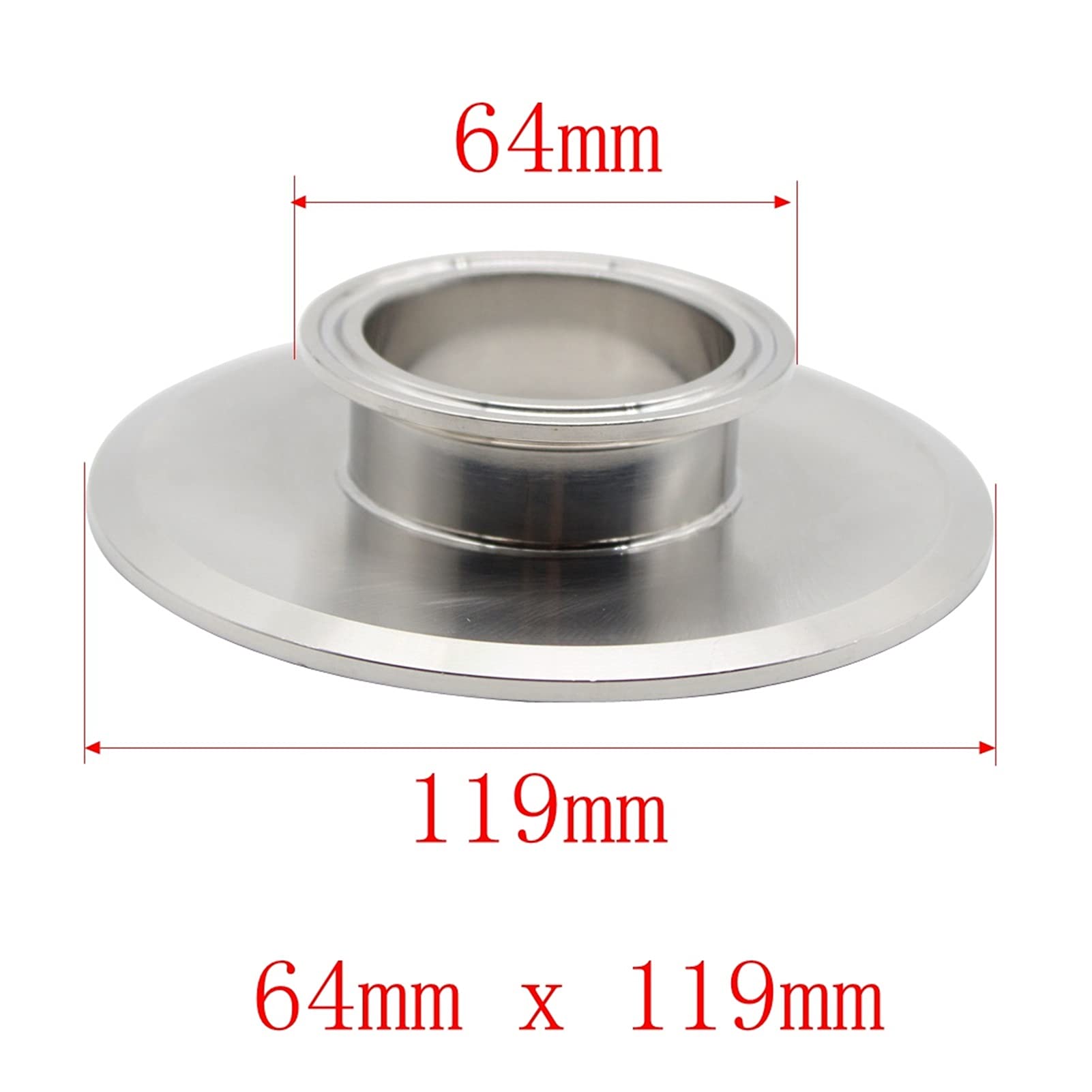 Revive Furniture 1.5 "2" 2.5 "3" 4 "Tri pinza reductor de brida reductora SOBREDOSIS Tapa final reducción SUS 304 Sangre de acero inoxidable(64mmx119mm,5 pcs)