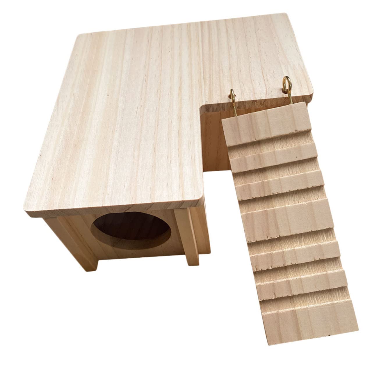 Supvox Holz Hamsterversteck mit Leiter und Kabine, Beiges Satz