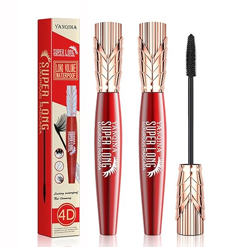 Yanqina - Máscara de pestañas súper larga 4D, resistente al agua, de larga duración, a prueba de manchas, rizado, maquillaje de pestañas, regalo de