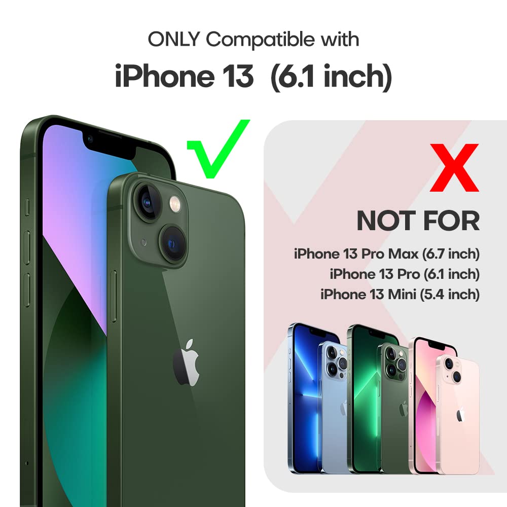 TAURI 5 in 1 Compatibile con Cover per iPhone 13, con 2 Pellicole in Vetro Temperato + 2 Pellicole per Fotocamera [Protezione Militare] Custodia Anti-shock e Anti-ingiallimento - Verde