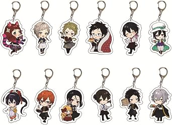 Set of 12 Anime Bungo Stray Dogs Acrylic Keychain Osamu Dazai Pendant Key Chain