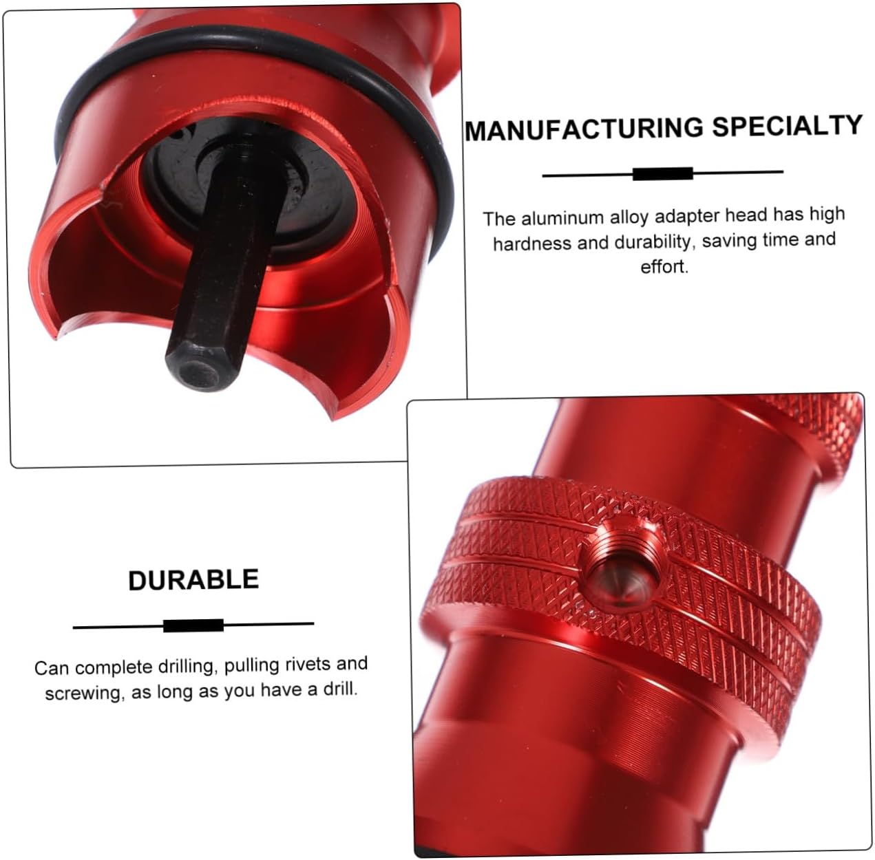 1Set Electric Rivet Tool Adapter Aluminum Alloy Cordless Drill Connector Head for Efficient Drilling Riveting Screwing Lightweight Portable Design Includes Metric and SAE