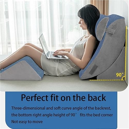 Miniatura 9 de Juego de 4 almohadas ortopédicas de cuña para dormir y leer, almohada de apoyo de espalda con diseño ajustable para cama, sentarse, reflujo ácido y