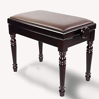 IBOWZ Piano Stool Wooden Piano Bench Stool Adjustable Keyboard Bench Vanity Stool Waterproof Cushion Range: 46-56cm Brown