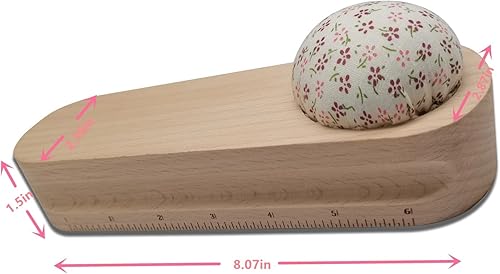 Miniatura 4 de YICBOR 1 unids madera dura sastre clapper, acolchado acolchado y aplanamiento de costuras herramienta con cojín de pasador y escala de doble unidad,