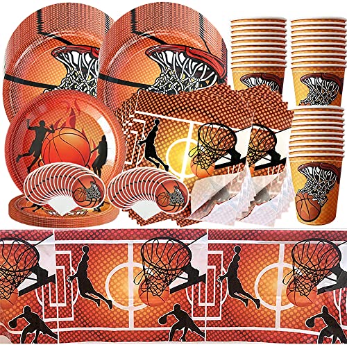 97 piezas Vajilla de Baloncesto, Suministros Fiesta Baloncesto, Baloncesto Tema Decoraciones, Vajilla Tema para Cumpleaños Niños, Baloncesto Juego Vajilla de Cumpleaños, para Fiesta Cumpleaños Cover