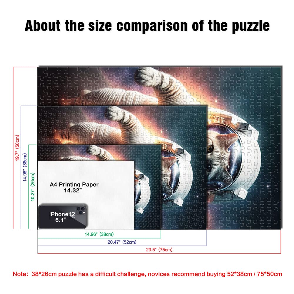 Puzzle 1000 Pezzi Astronauta Gatto - Per Adulti, 26x38 Cm, Regalo Ideale