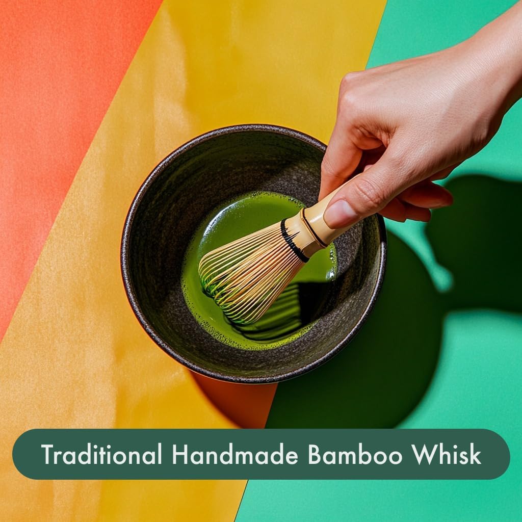 Traditional Japanese Caff Off Bamboo Matcha Whisk Chasen – 100 Prong Handcrafted Whisk - Natural Bamboo - Perfect for Whisking All Types Of Matcha