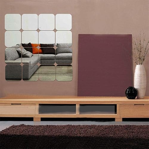 Adhesivos de pared de espejo, 12 piezas extraíbles de acrílico 3D de plástico, azulejos de pared autoadhesivos para bricolaje, decoración de pared