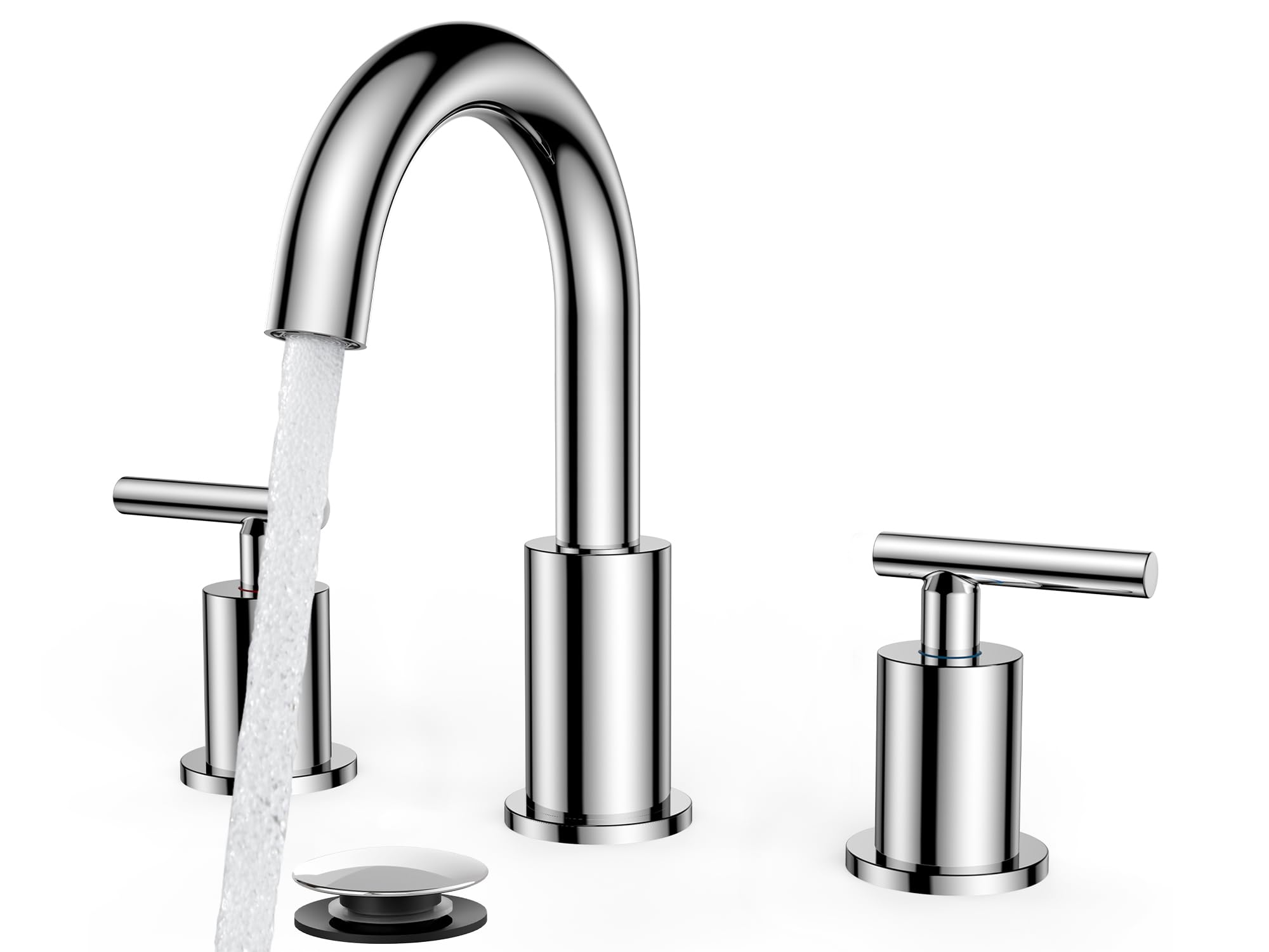FORIOUS Chrome Bathroom Faucet 3 Hole, Commercial Bathroom Faucet 8 Inch