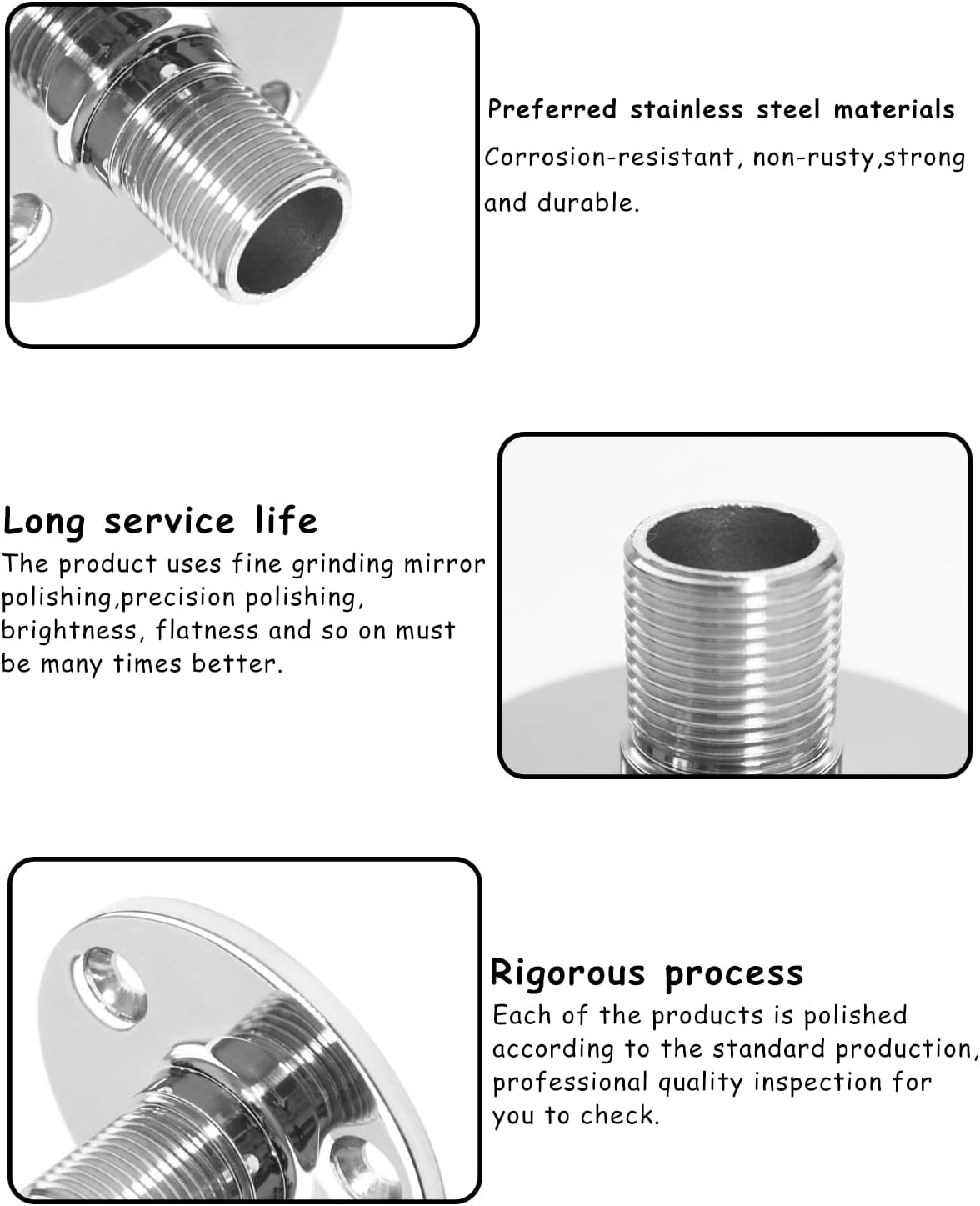 Stainless Steel Closet Rod Flange,Closet Rod Flange Holder Shower Curtain Socket Bracket Support for Pipe, Pack of 2