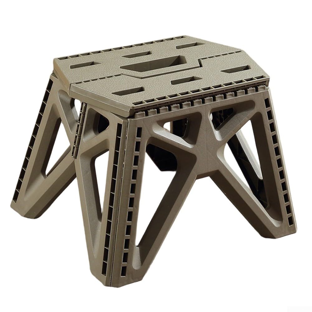 Tabouret pliant pour intérieur et extérieur - Construction en plastique léger certifié EN14183 - Poignée ergonomique et assise hexagonale pour plus de stabilité et de confort - Vert