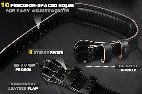 Miniatura 5 de Jaffick Cinturón de levantamiento de pesas para cuero de 0.276 in, cinturón de gimnasio de alta resistencia, 4 pulgadas de ancho, fuerte
