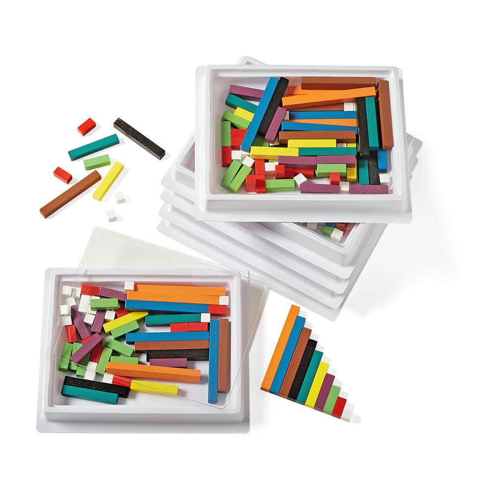 hand2mindWooden Cuisenaire Rods with Trays, Math Manipulatives, Montessori Math Rods, Math Counters, Math Blocks, Counting Blocks, Montessori Math, Fraction Bars, Number Rods (Set of 6)