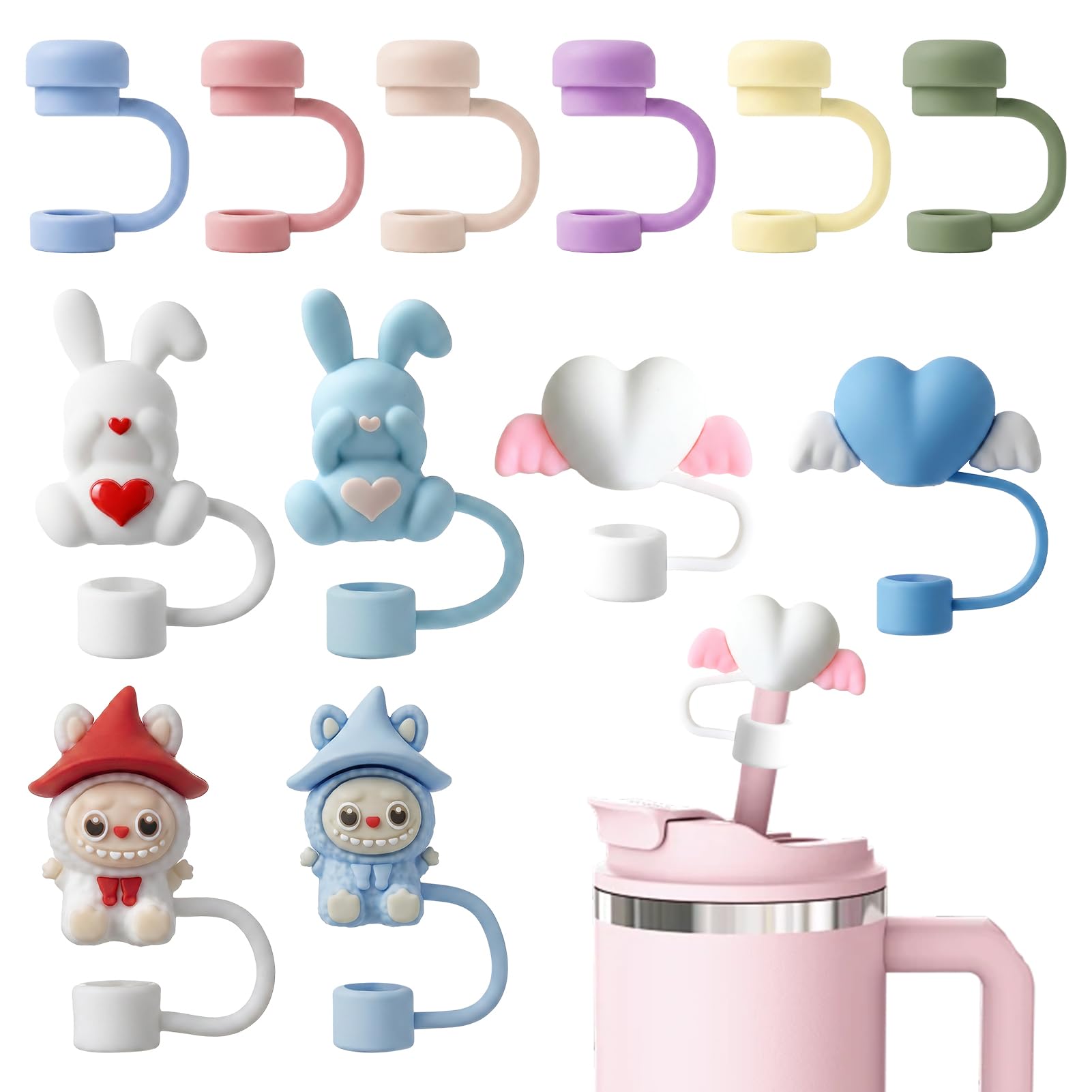 12 PCS Straw Cover, Straw Toppers Compatible with Stanley (Type B)