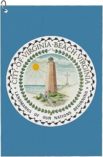 Flag of Virginia Beach, Virginia Golf Towel 16 x 24 Inch Golf Towels for Golf Bags Polyester Golf Towel with Carabiner Clip Men and Women Golf Accessories