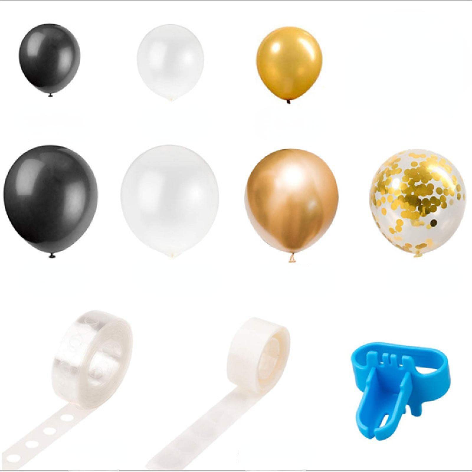 ANPISU 120 Pieces Black Gold Theme Series Balloon Set Balloon Confetti Metal Black Gold Balloon Birthday Graduation Wedding Anniversary Party Decoration Garland Set (120pcs) Blackgoldsuit