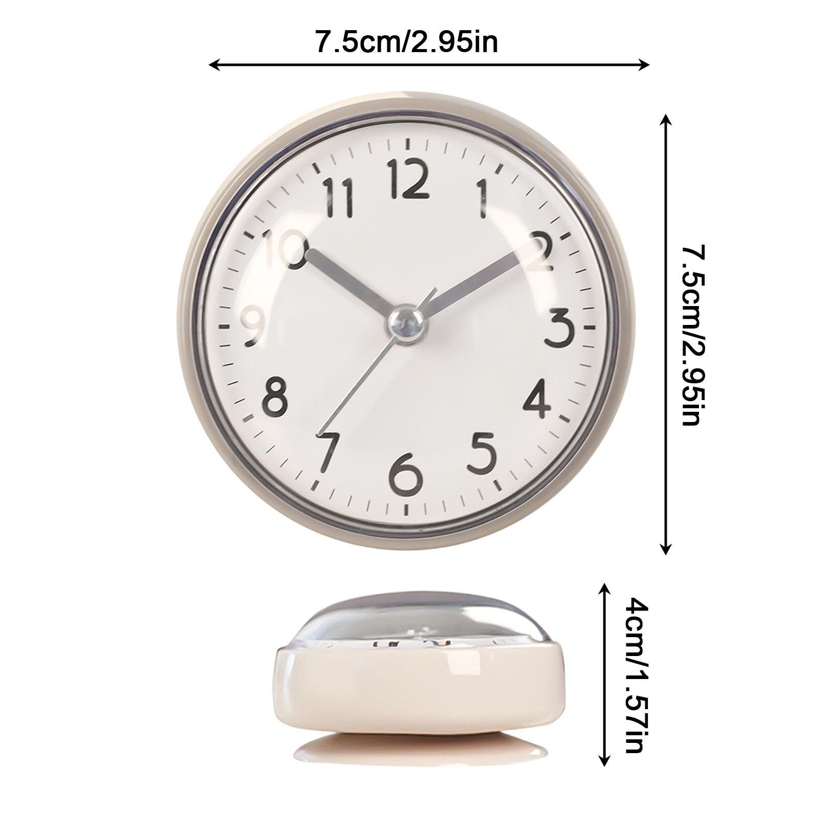 Reloj de Baño Impermeable | A Prueba De Agua con Alarma Moderna A Pilas,Reloj Pequeño de Baño para Pared con Tamaño 7.5 cm - para Casa Oficina Dormitorio Sala Cocina Espejo Y Ducha