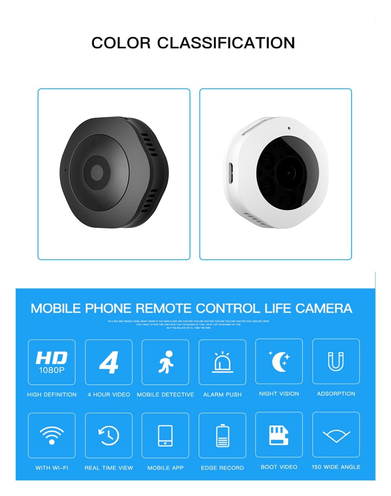 Action Cam, Videocamera HD 1080P Mini Versione Notturna a infrarossi Micro videocamera DVR Telecomando Sensore di Movimento Cam Videoregistratore,All'aperto, Sport, Video(128G)