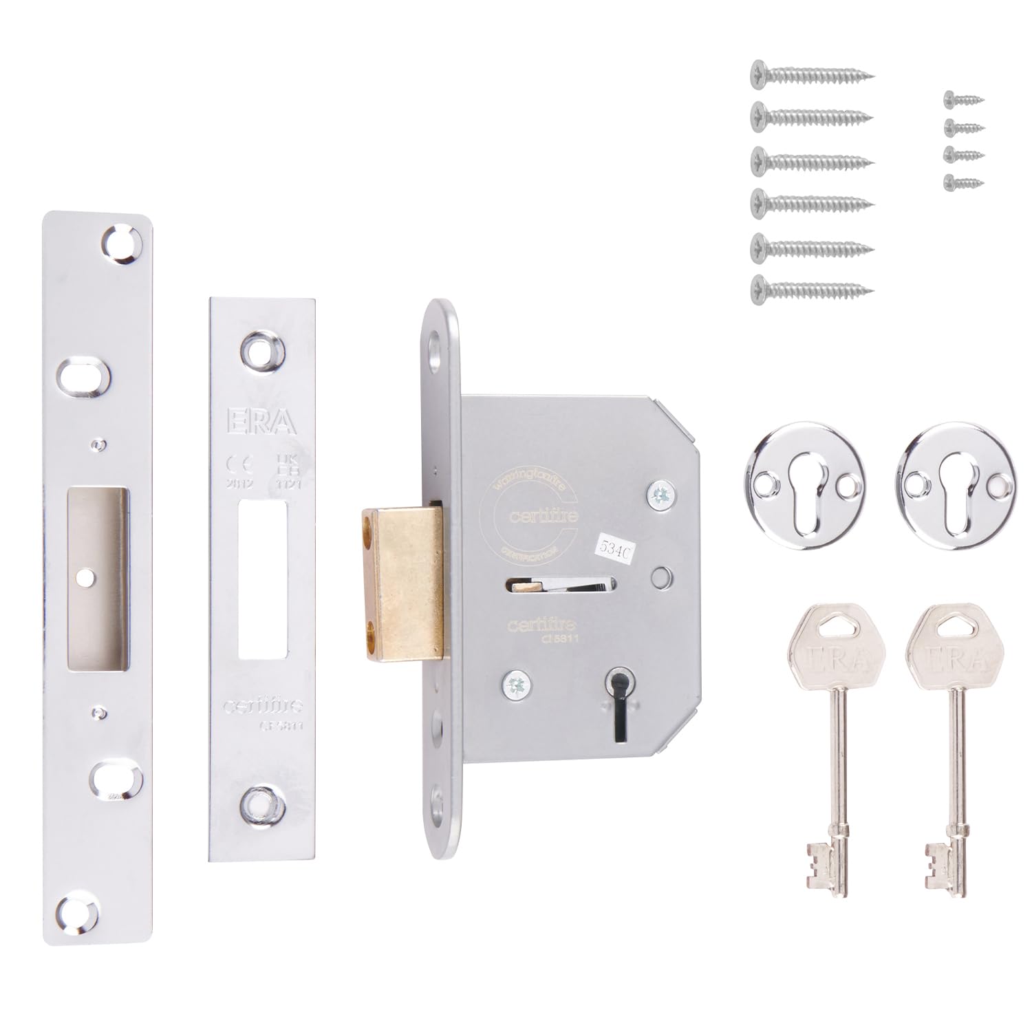 Era Chrome Viscount 2.5-Inch/ 64Mm 5 Lever High Security Mortice Deadlock - Effect