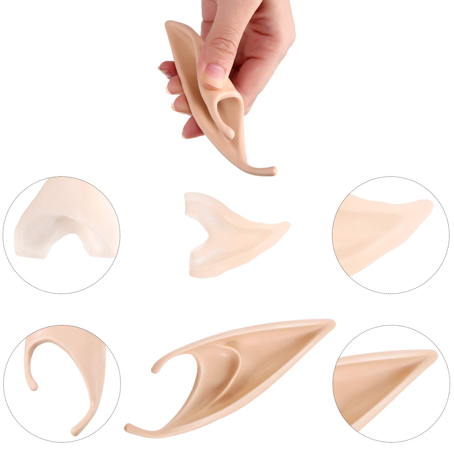 Oreilles D'elfe Pointues En Latex - Pour Cosplay Et Halloween - Taille Unique - Modèles Longs/courts, Couleurs Variées - Accessoire Fête Costumée - 13