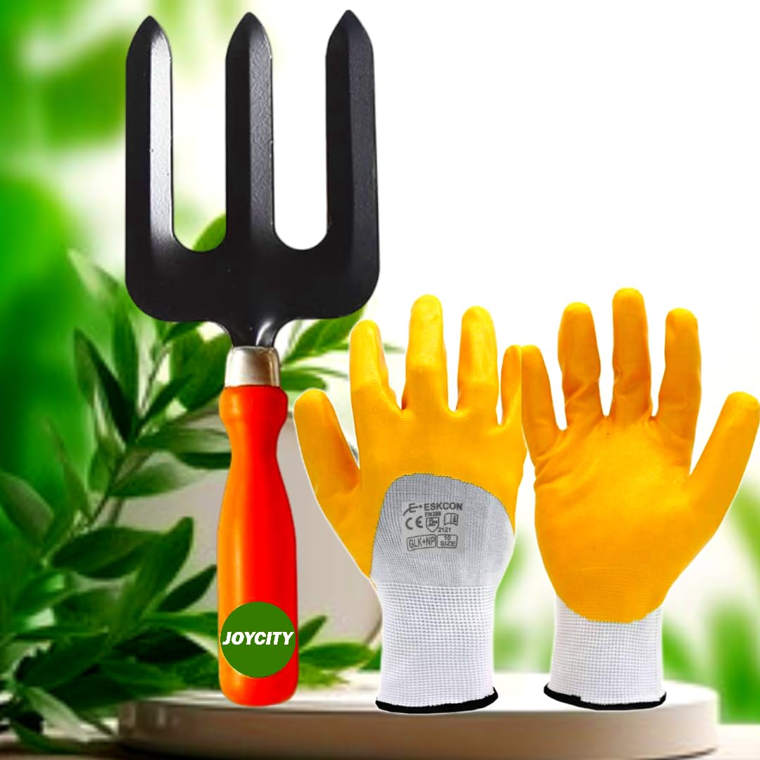 JOYCITY Gardening Tools Kit for Home Garden – 2Pcs | Reusable Heavy Duty Gardening Gloves and Hand Tool Fork (B0CJ6YZP68) Amazon Price History, Amazon Price Tracker