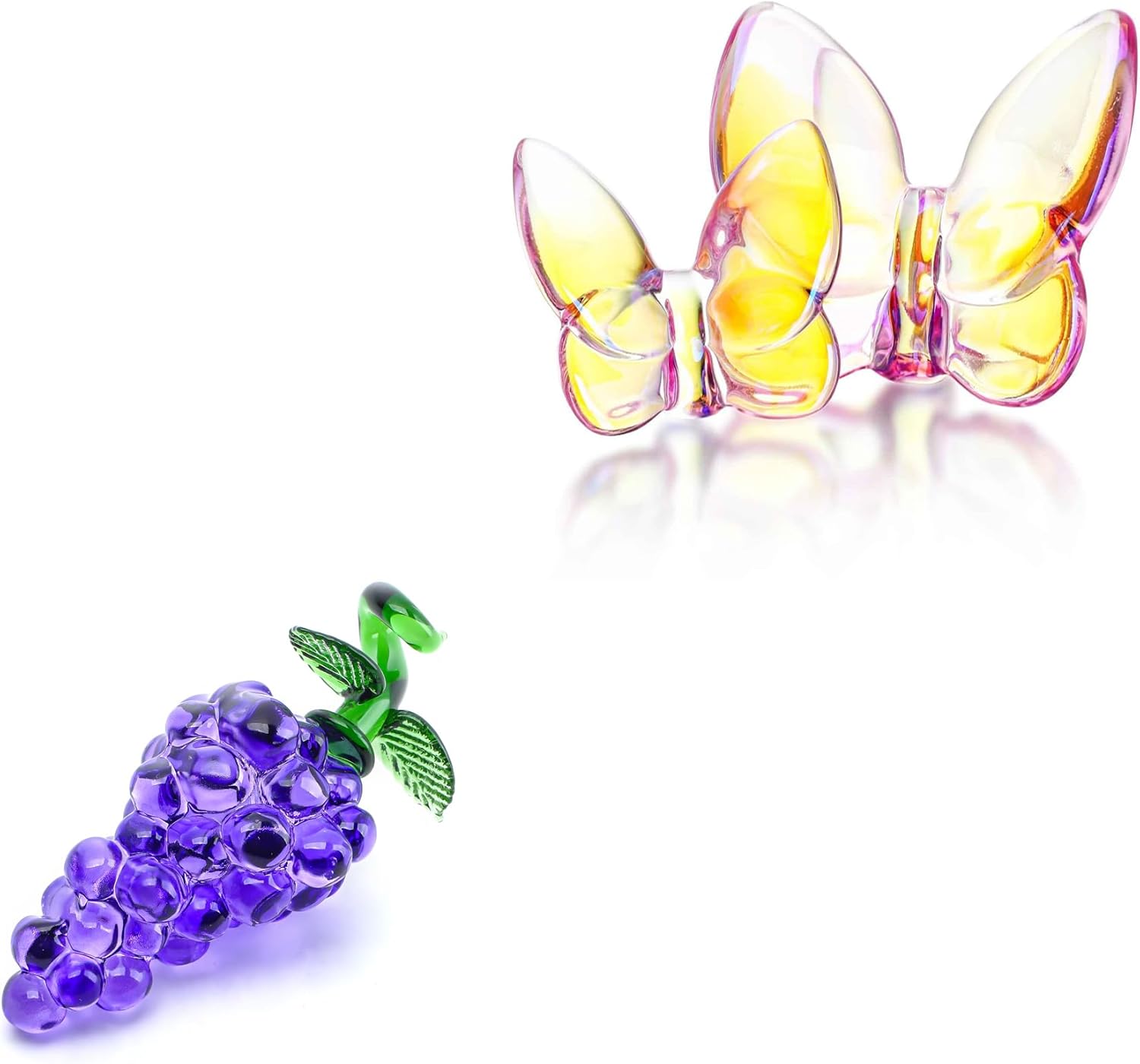 KRISININE Set 2 PinkColored Crystal Butterfly Figurines